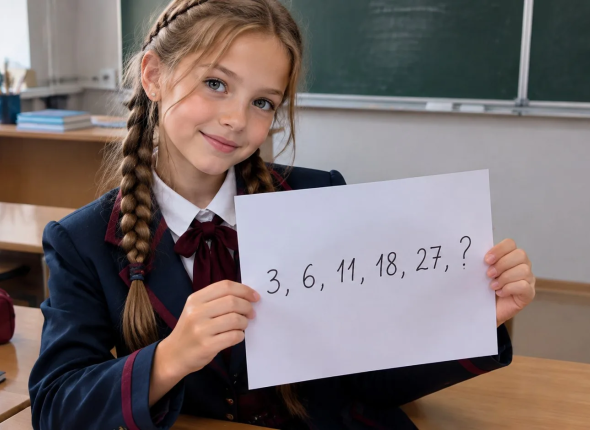 Простая логическая головоломка: какое число продолжит ряд 3, 6, 11, 18, 27, ?